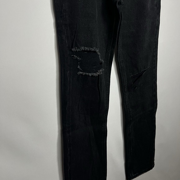 New Vipones Pants Women Size 2 Black Distressed Relaxed Straight Boyfriend Jeans - Picture 4 of 8